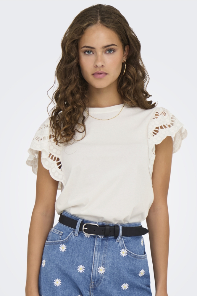ONLMACY S/S O-NECK MIX TOP BOX JRS 15350374 CLOUD DANCER